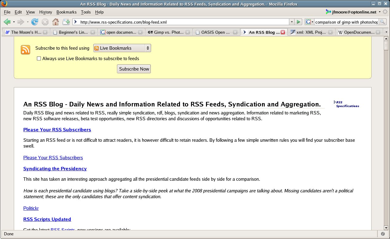 Firefox with RSS page