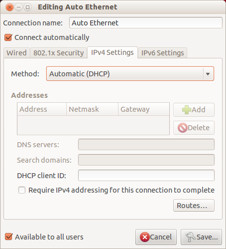 Auto Ethernet in DHCP mode