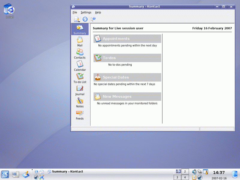 Linux KDE Application window