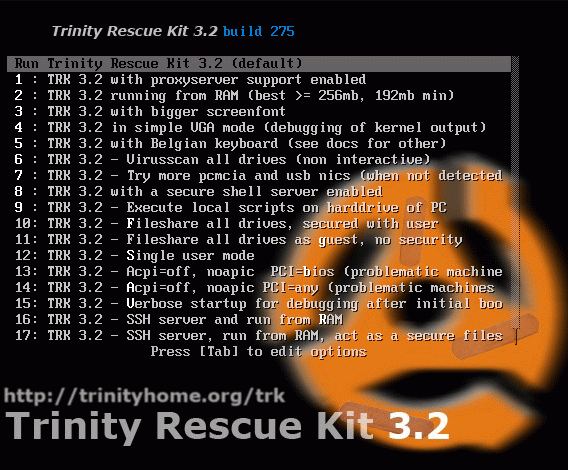 TrinityHome Boot screen
